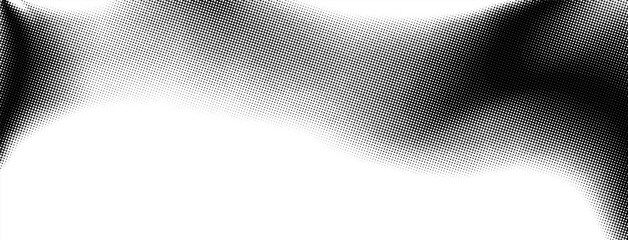 Comic dot background. Wavy dotted gradient. Pixel wave pattern. Noise effect overlay. Vector bitmap wave bg. Retro style duotone texture poster. Manga anime backdrop. Grungy halftone gradation banner