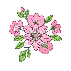 Vibrant Floral T-Shirt Design with Pink and Green Motif on White Background