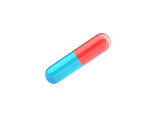 blue and red pill isolated on white, transparent, medicine