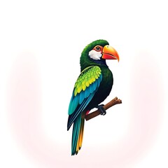 Fototapeta premium Vibrant Tropical Bird T-Shirt Design on White Background - Digital Illustration