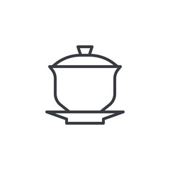 Gaiwan small lidded tea cup line icon