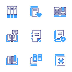 Literature icon set. Bold line style. Duotone colors. Editable stroke. reading, add, books, book, literature