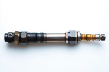 Industrial metallic component, detailed close-up shot. Perfect for engineering, manufacturing, or industrial design projects.