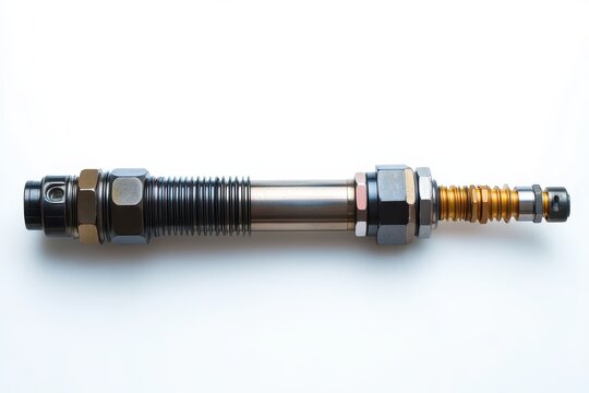 Industrial metallic component, detailed close-up shot. Perfect for engineering, manufacturing, or industrial design projects.