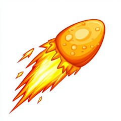 Orange Pixel Art Comet with Yellow Flame Trail