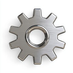 Brushed Metal Gear on White Background