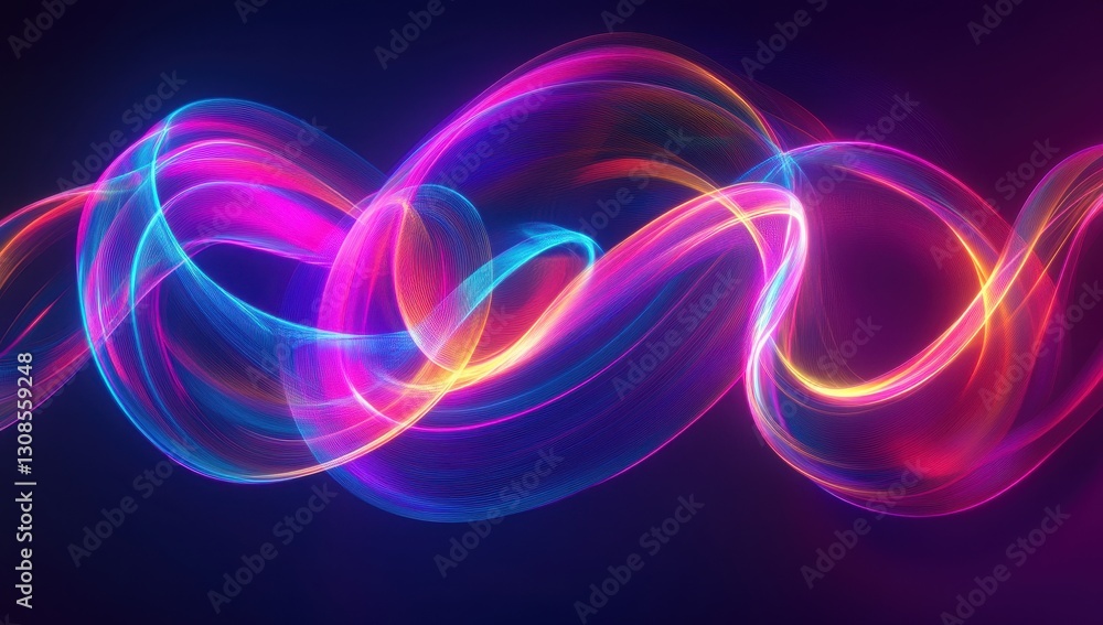 Poster colorful abstract light waves with smooth flowing motion on a dark background for creative design an