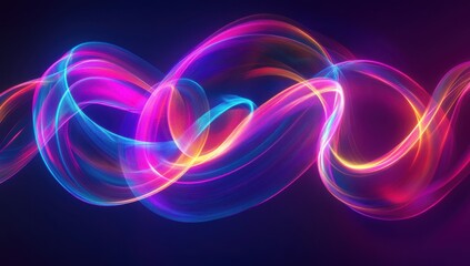 Obraz premium Colorful Abstract Light Waves with Smooth Flowing Motion on a Dark Background for Creative Design and Modern Art Applications