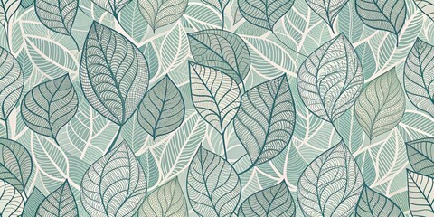 Fototapeta premium Intricate Leaf Pattern A Seamless Design Featuring Delicate Vein Details and Soft Color Palette