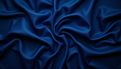 Fototapeta premium Smooth navy blue satin folds create elegant texture and depth