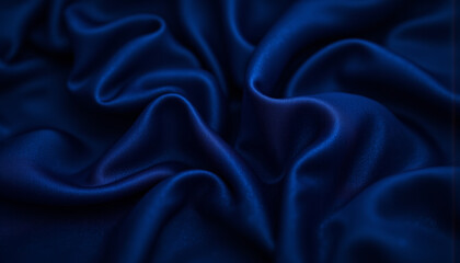 Fototapeta premium Luxurious navy blue silk satin fabric with smooth texture and elegant drape