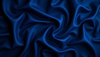 Obraz premium Satin fabric texture in deep blue with elegant folds and waves