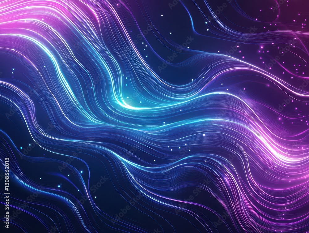 Poster colorful light waves on dark background creating a vibrant abstract design with glowing effects and 