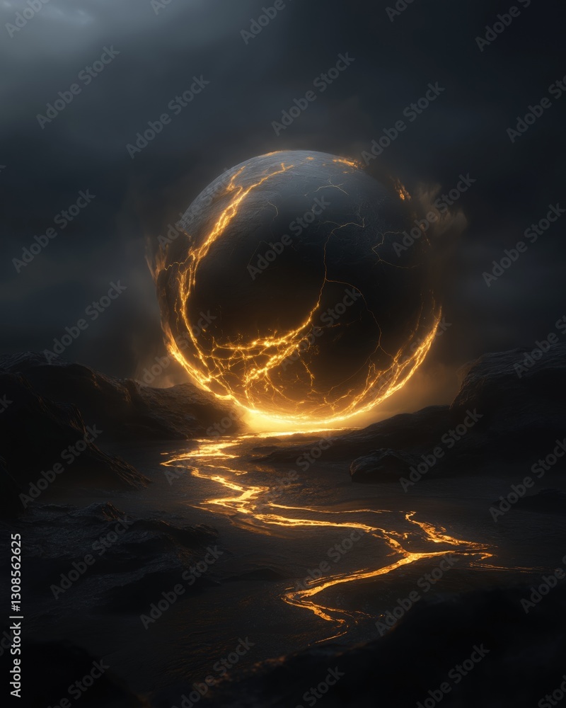 Poster digital art piece that appears to be a representation of a planet or a celestial object. the planet 
