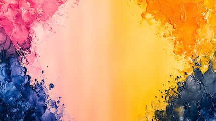 Vibrant abstract painting with pink, orange, and blue hues blending together, creating dynamic and colorful background. Perfect for artistic projects or as decorative piece