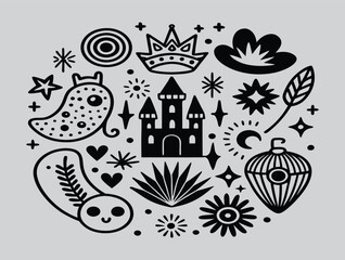 Bohemian Spiritual Vector Design with Nature and Mystical Symbols
