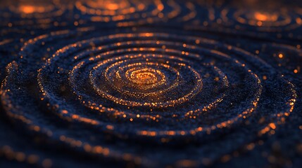 Glowing Circular Particle Field, Dark Background