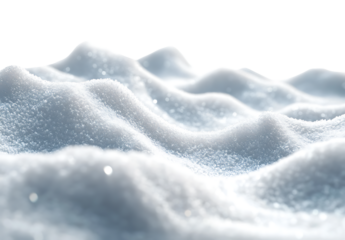 A close-up of a snow isolated on white and transparent background. PNG