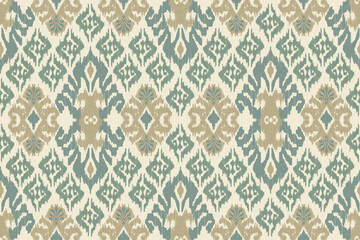 Ikat seamless pattern, geometric design, motif ethnic handmade, Ikat ethnic tribal, boho colors seamless wallpaper. Ethnic Ikat abstract background art.Illustration for greeting cards, printing