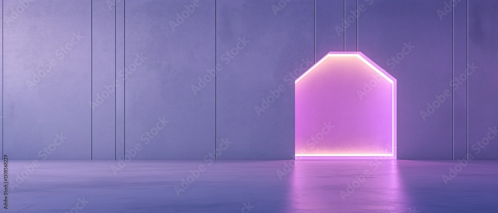 Poster empty room with a concrete floor and a wall in the background. the wall is painted in a light purple