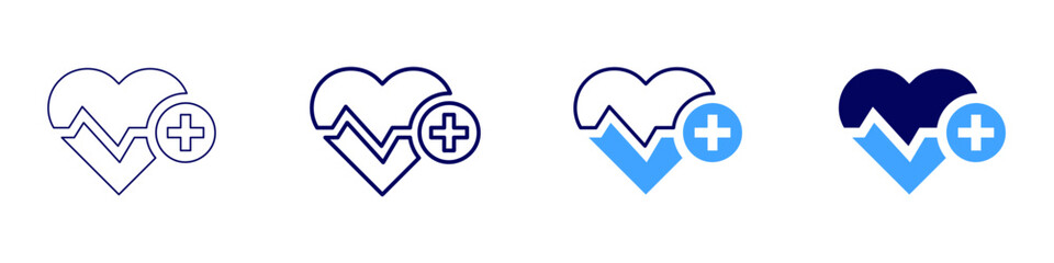 Heart education​ icon in 4 different styles. Thin Line, Line, Bold Line, Duotone. Duotone style. Editable stroke