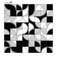 Creative Vector Art - Gear Blocks Series I - Item 01. A unique, original, completely random and unparalleled pattern design.