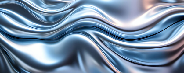 Fototapeta premium Silver blue fabric waves. Background Abstract