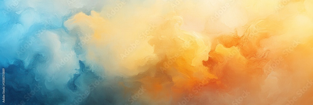 Poster soft pastel clouds glow with warm sunrise colors in a hopeful abstract background generative ai