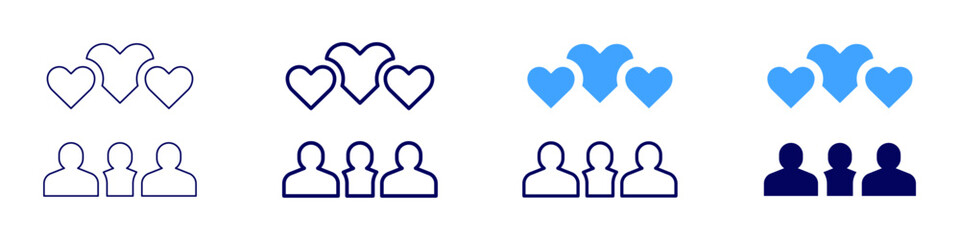 Heart therapy​ icon in 4 different styles. Thin Line, Line, Bold Line, Duotone. Duotone style. Editable stroke