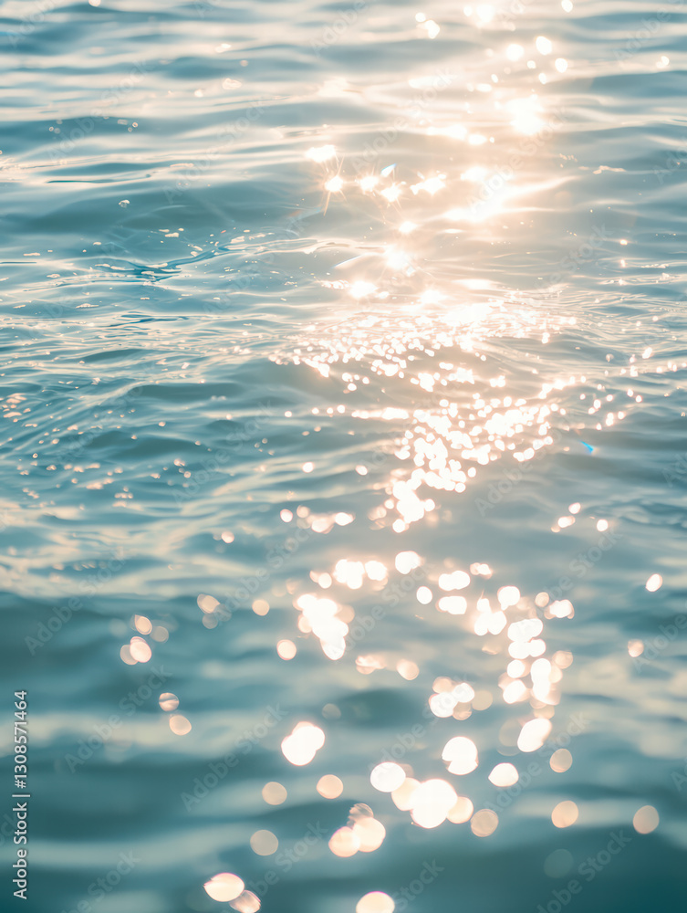 Poster sparkling sunlight on the water: a close-up shot captures the shimmering surface of water, with the 