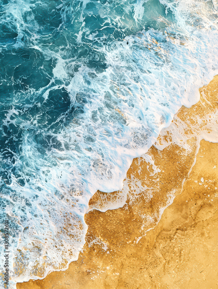 Poster aerial ocean wave: an overhead view captures the rhythmic dance of the ocean, where turquoise waves 