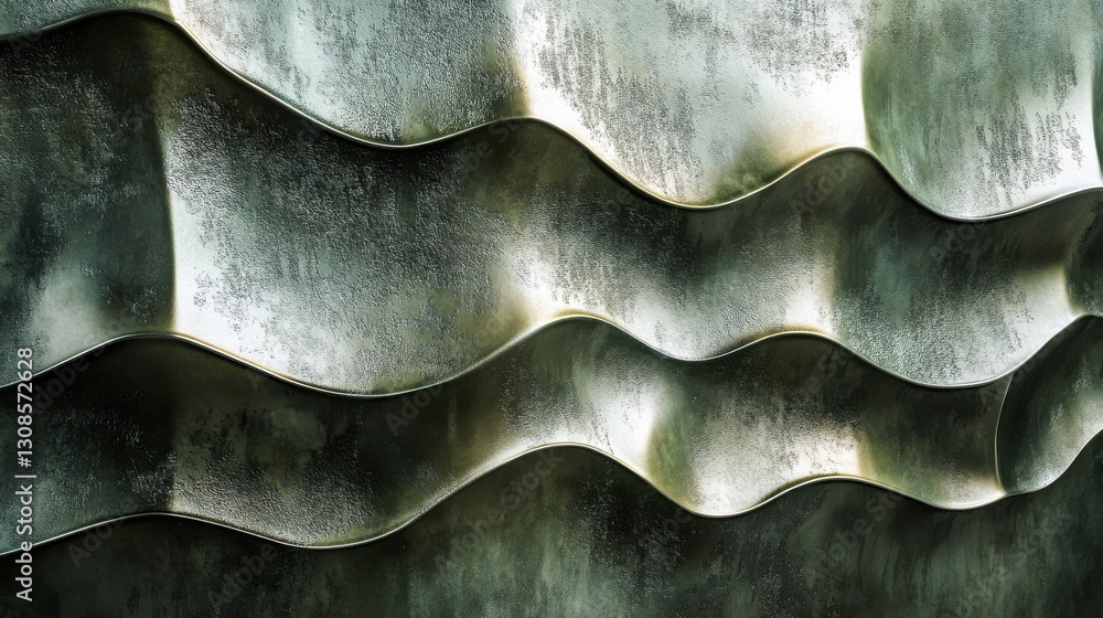 Leinwandbilder rugged metallic surface featuring a gradient of texture and waves reflecting light in an industrial 