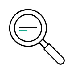 Outlined magnifying glass with horizontal line, representing focused search, inspection, zoom-out view, or limiting search results in a UI
