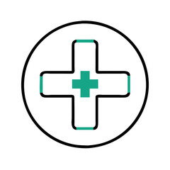 Obraz premium Medical cross symbol in a minimalist style