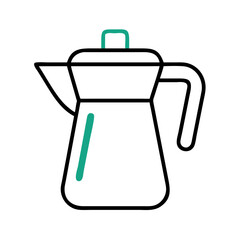 Stylized coffee pot outline against a minimalist background