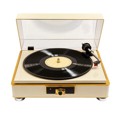 Fototapeta premium Vintage Record Player Retro Audio on transparent background.