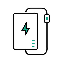 Portable power bank charging device with lightning symbol