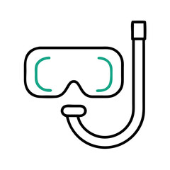 Snorkeling mask and snorkel equipment on a white background
