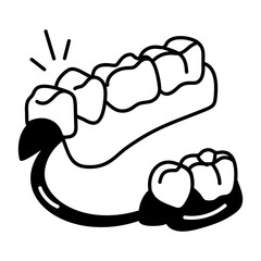 Teeth braces icon in hand drawn style 
