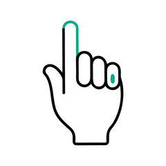 Obraz premium Hand pointing up against a simple white background