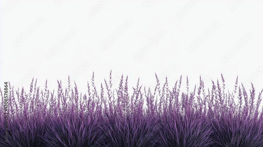 Aufkleber Lush row of deep purple grass blending into a serene background at dusk in a tranquil garden setting
