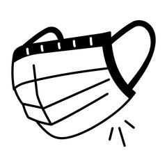 A hand drawn icon of face mask 
