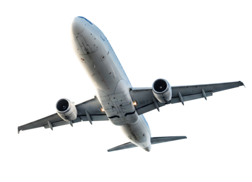 airplane underside plane view aircraft below jet from below underside of a plane flying plane airplane up plane in flight jet ascending aircraft climb png  isolated in white.
