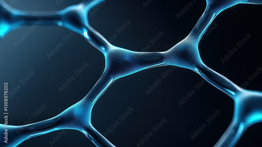 Poster molecular network: a close-up shot of a molecular network, showcasing interconnected nodes and bonds