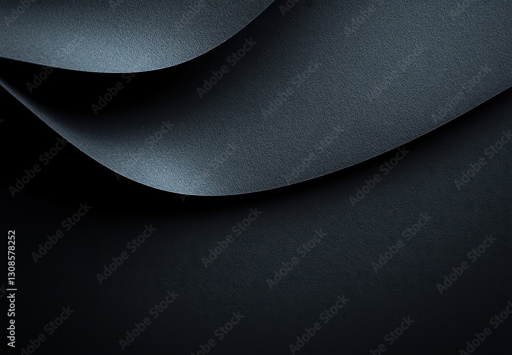 Poster elegant close-up of soft textures with curved dark paper layers on a deep background for modern desi