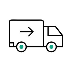 Delivery truck with arrow symbol against white background