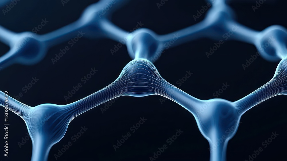 Poster graphene nanostructure: a close-up, high-tech rendering of a graphene nanostructure, revealing the i