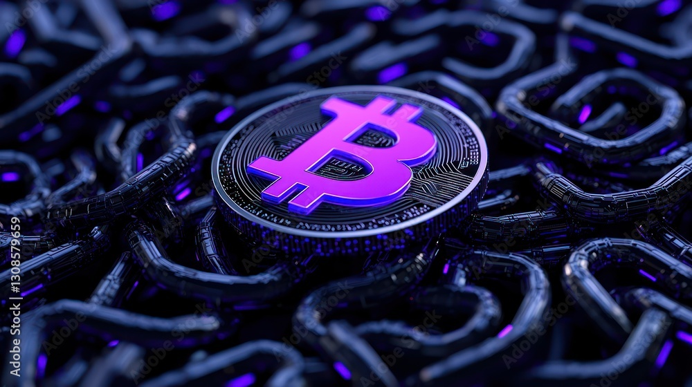 Poster bitcoin luminescence: an illuminating depiction of a bitcoin coin, radiating a vibrant glow amid a n