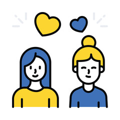 Girl Friends  vector filled outline icon. EPS 10 file