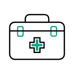 Obraz premium First aid kit illustration in black and teal colors